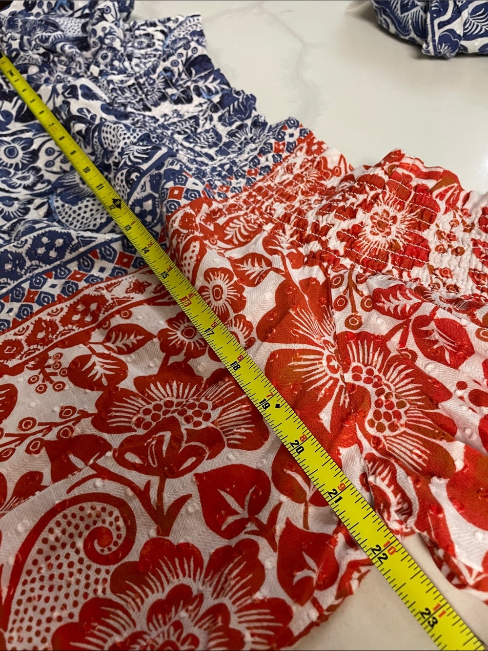 Chico's Off-Shoulder Split Floral Blouse in Red and Blue - Picture 11 of 12
